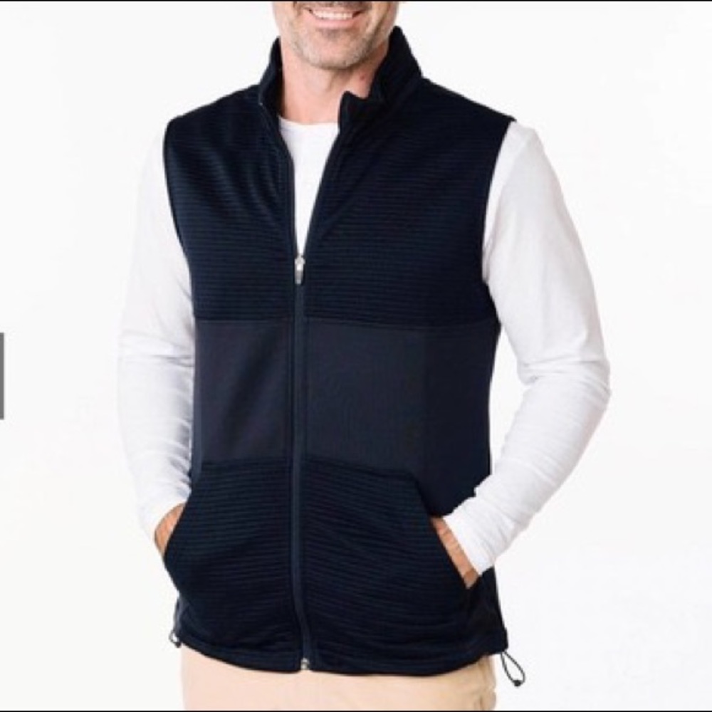 Zyia Active Navy Blue Technical Zip Front Athletic Ribbed Casual Dri Fit Vest
